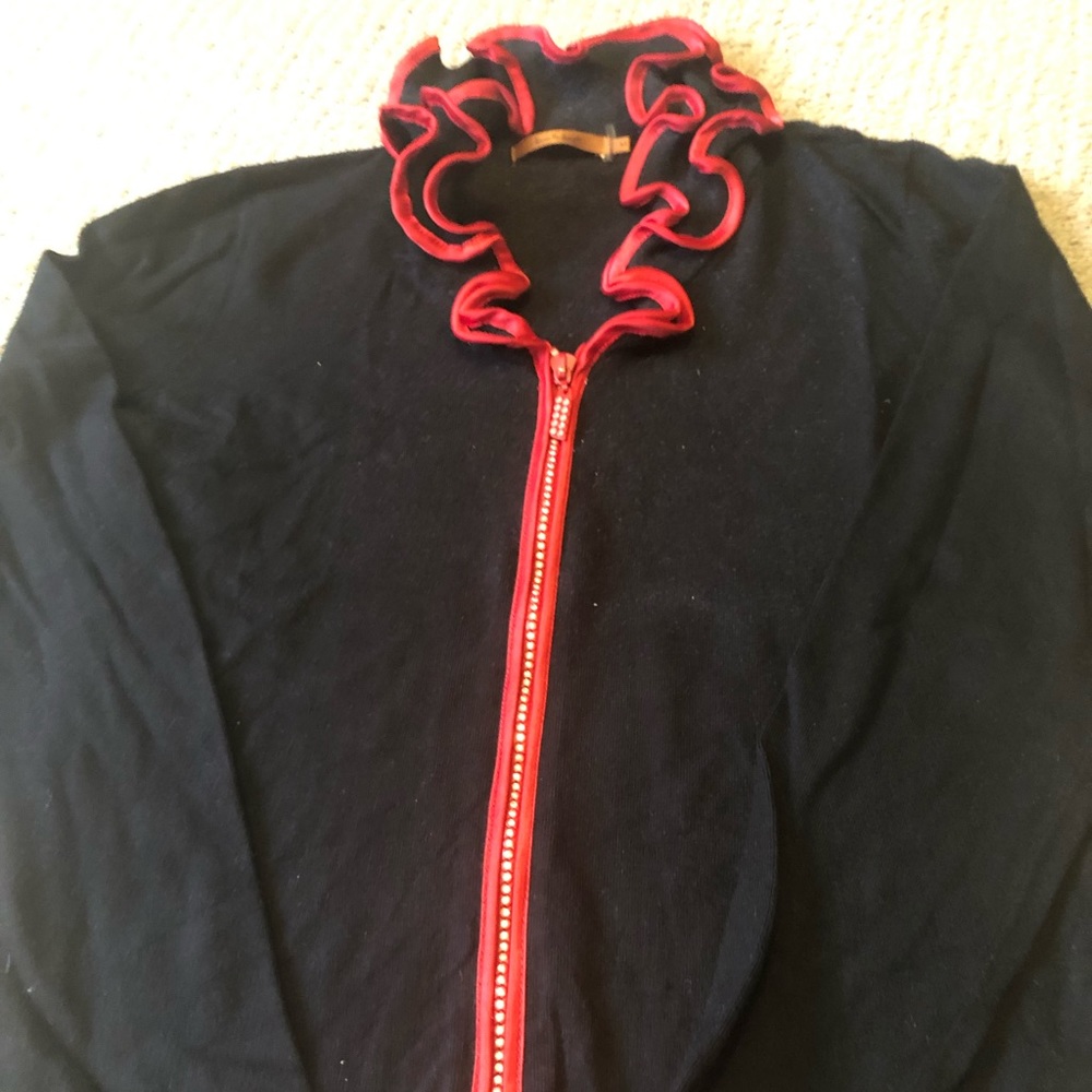 Belldini Rhinestone zipper Long sleeve black sweater